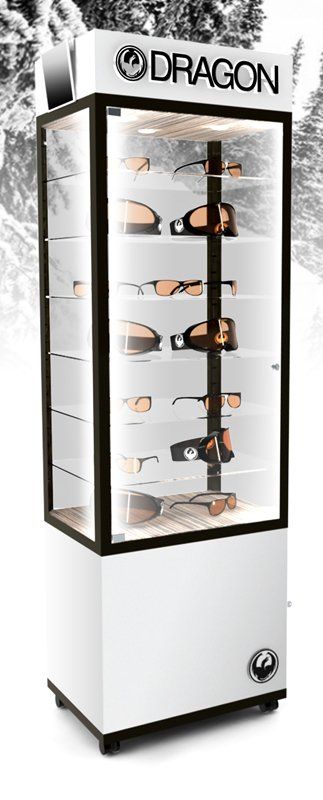 Vitrine d'exposition sécurisée pour lunettes