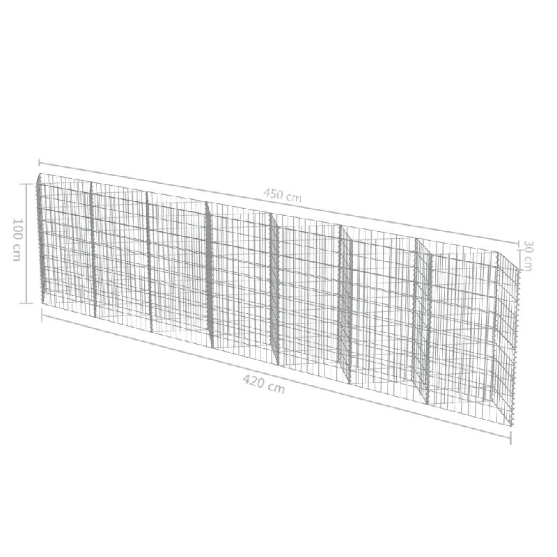 Vidaxl mur de gabion acier galvanisé 450 x 30 x 100 cm 143571_5