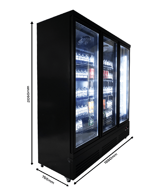 Réfrigérateur 3 portes en verre noir ceb-1600r bl l1880 7526.0110 COMBISTEEL_5