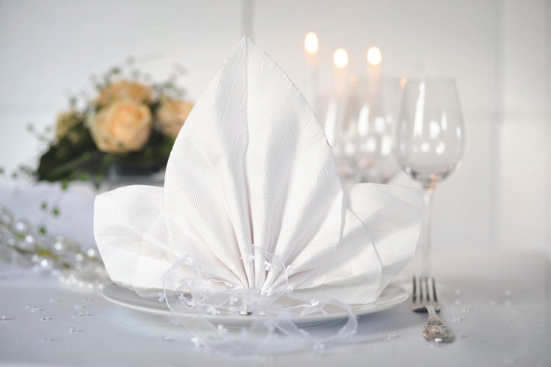 Serviettes de table 2 plis 48x48cm dunis elegance lily blanc hps- paquet de 40_5