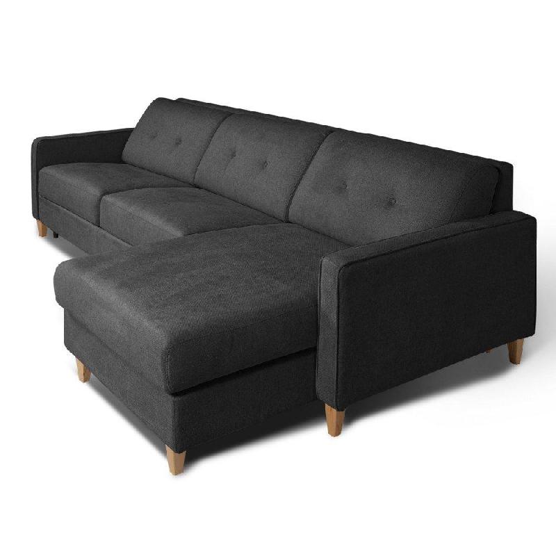 Canapé d'angle Norway - Matelas 16 cm - Système express - Sommier lattes Renatonisi - Tweed gris graphite_5