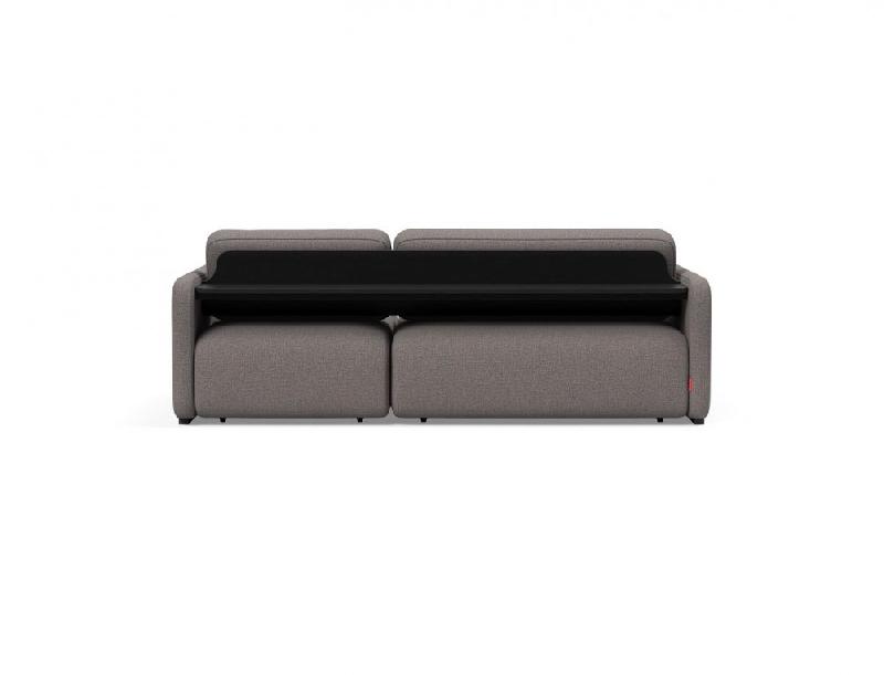 Innovation Living - Canapé d'angle méridienne convertible design VOGAN - Tissu Mixed Dance Grey avec étagère intégrée et couchage 120x200 cm_5