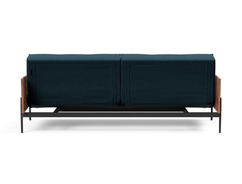 Canapé-lit Splitback Lauge - Innovation Living - Convertible 115x210 cm - Tissu Argus Navy Blue - Accoudoirs noyer_5