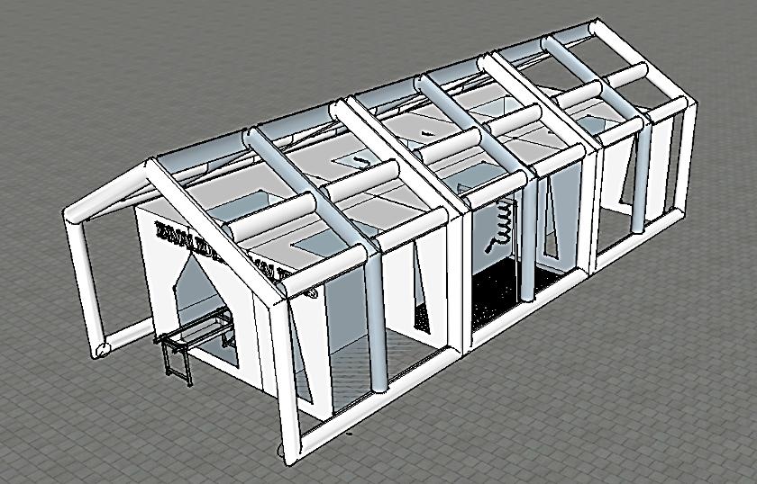 Chaîne de décontamination réalisée sur structure gonflable (démontable) Securotec - HYGIE CDG_0