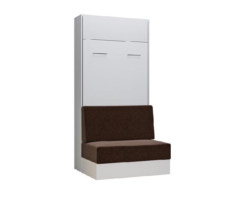 Composition angle lit escamotable blanc Dynamo Sofa - canapé intégré marron - couchage 90x200 cm - dimensions 301x100 cm_5