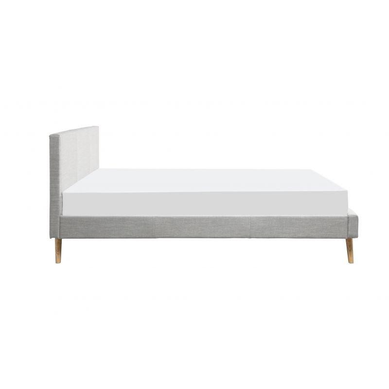 Cadre de lit Remo 140 cm avec sommier à lattes - Revêtement tissu gris - Structure bois, métal et plastique_5
