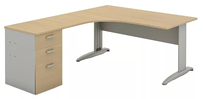 Bureau d'angle compact piètement métal avec caisson hauteur bureau So Aitana_5