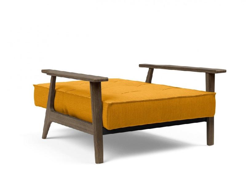 Fauteuil design convertible Innovation Living Splitback Frej - Elegance Burned Curry - Lit 90x115 cm - Accoudoirs en chêne fumé_5