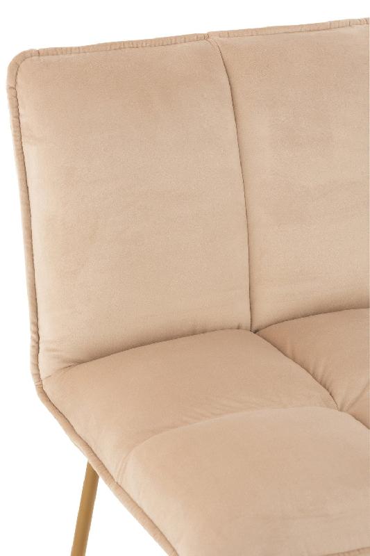 Chaise de bar RATRI - Velours beige, pieds métal couleur laiton - Design en vogue et confortable_5