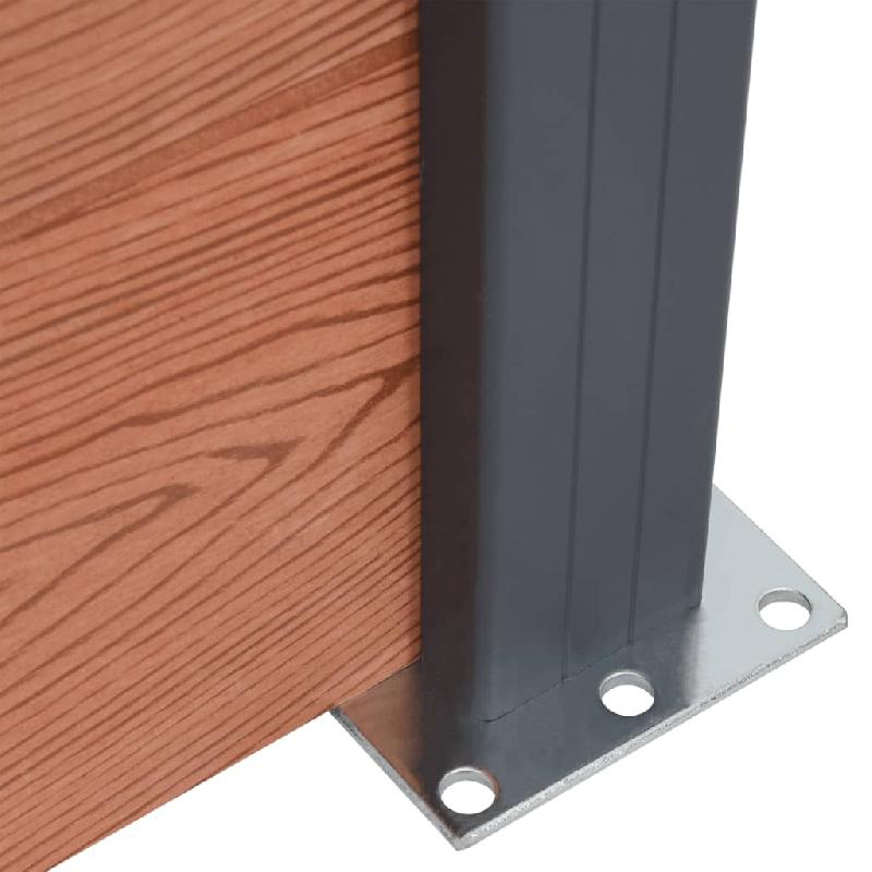 Vidaxl ensemble de panneaux de clôture marron 699x186 cm wpc 3211832_5