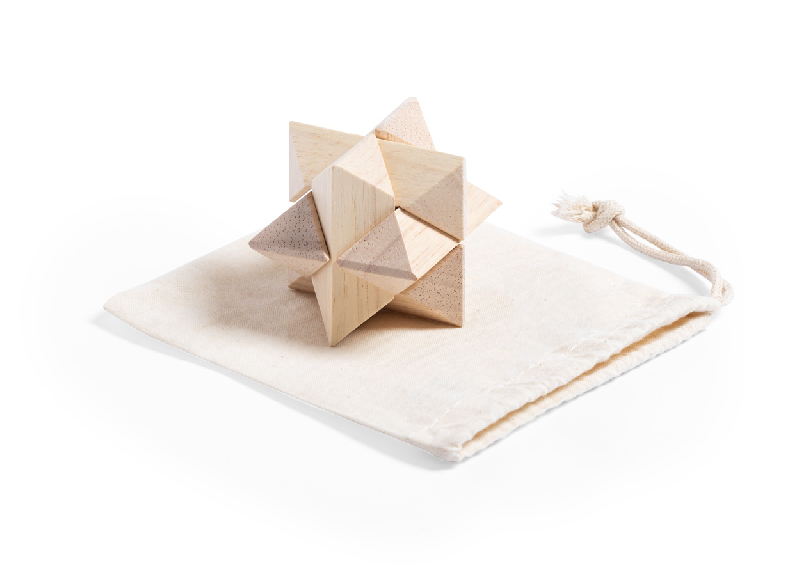 Puzzle magique en bois - Avec pochette en coton et fermeture à cordon - Couleur naturelle - 42g_5