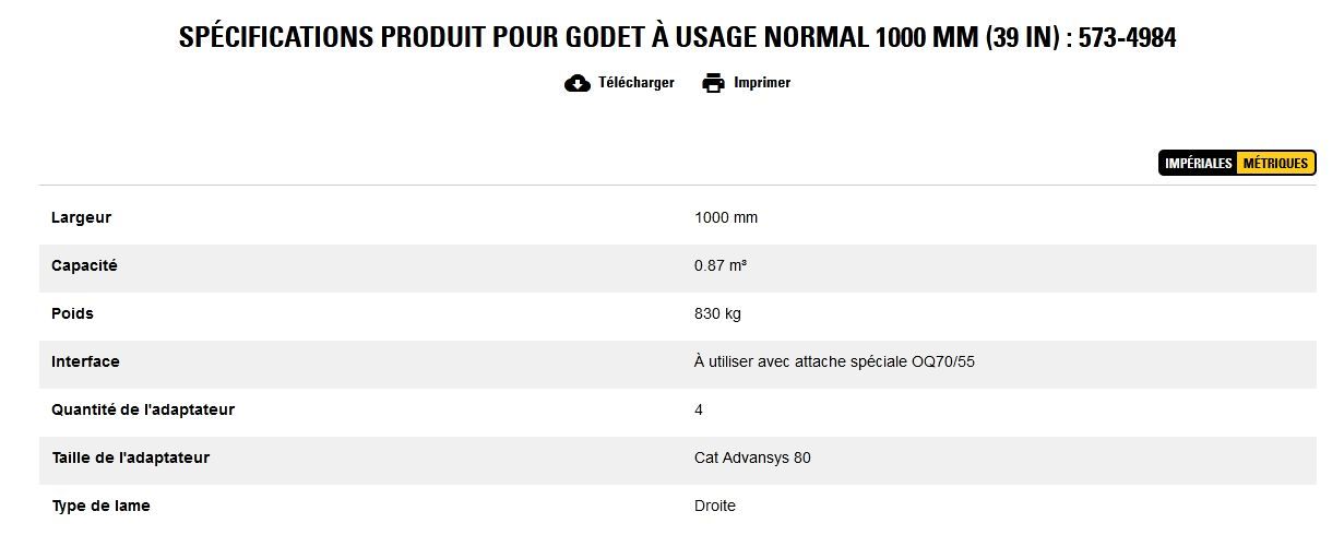 573-4984 godet d'excavation à usage normal - caterpillar finance france - 1000 mm (39 in) - capacité 0.87 m³_5