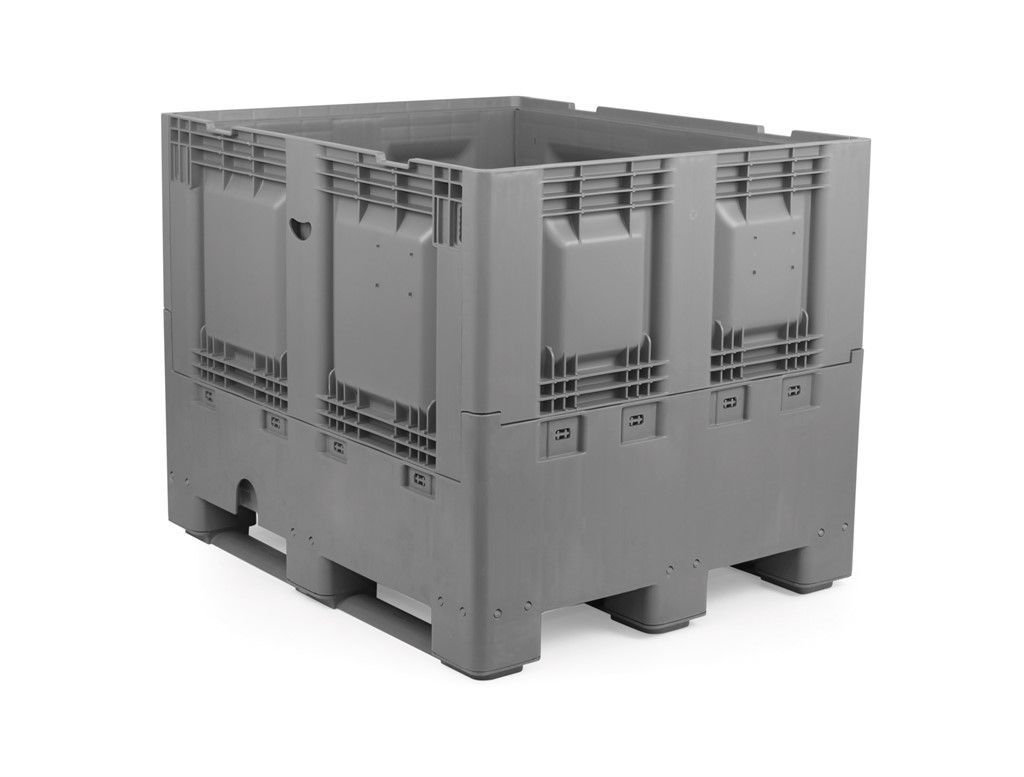 Caisse palette pliable en plastique - 120 x 100 cm - Hauteur 80 à 125 cm - Capacité 681 à 1174 litres - Fond et parois pleins ou ajourés_6