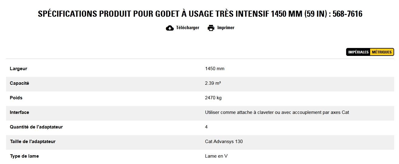 568-7616 godet d'excavation à usage très intensif - caterpillar finance france - 1450 mm (59 in) - capacité 2.39 m³_5