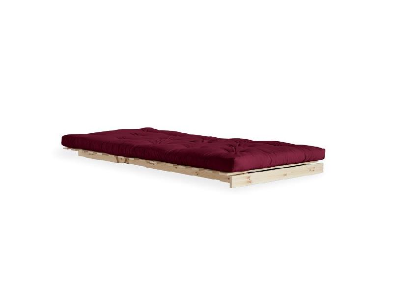 Fauteuil convertible futon ROOTS - Pin naturel - Coloris bordeaux - Couchage 90 x 200 cm - Inspiration japonaise_5