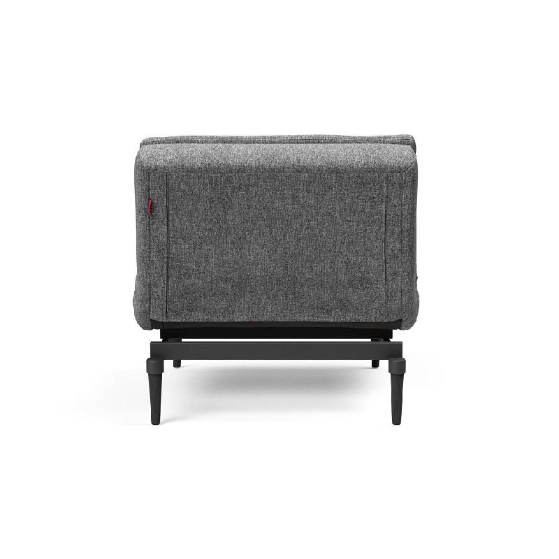 Fauteuil design Dublexo Styletto - Convertible lit 90*115 cm - Pieds en chêne noir - Tissu Twist Charcoal_5