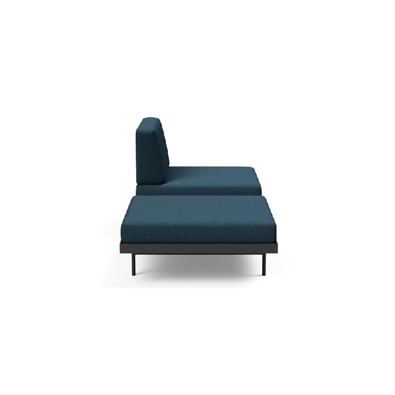 Canapé convertible design Puri - Innovation Living - 195x80 cm - tissu Argus Navy Blue avec table en noyer_5