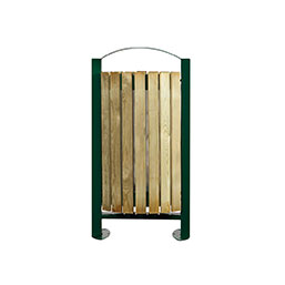 Corbeille publique avec façade basculante - OLEA - 60L en acier traité anticorrosion et lattes en bois résineux_5