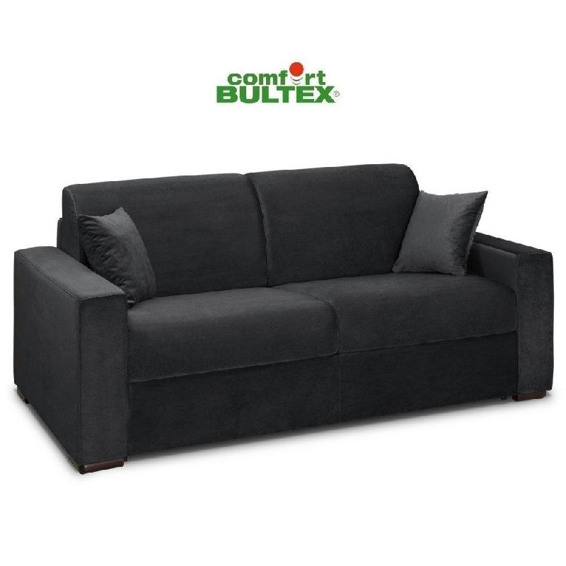 Canapé convertible VOLOUTO - Matelas Comfort BULTEX® 140x195 cm - Sommier lattes RENATONISI - Velours gris graphite_5