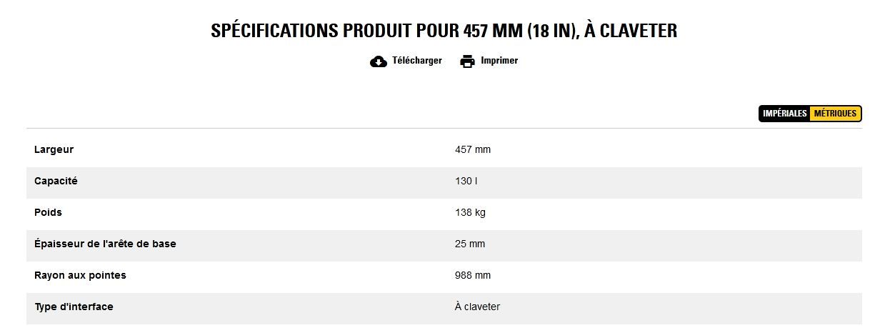 Godet d'excavation extra-robuste - caterpillar finance france - 457 mm (18 in), à claveter - poids 138 kg_5
