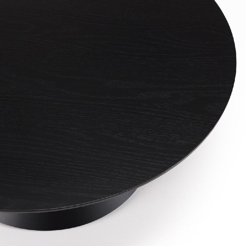 Table basse ronde noire DILA 78 cm - pieds coniques en fer - design moderne et robuste_5