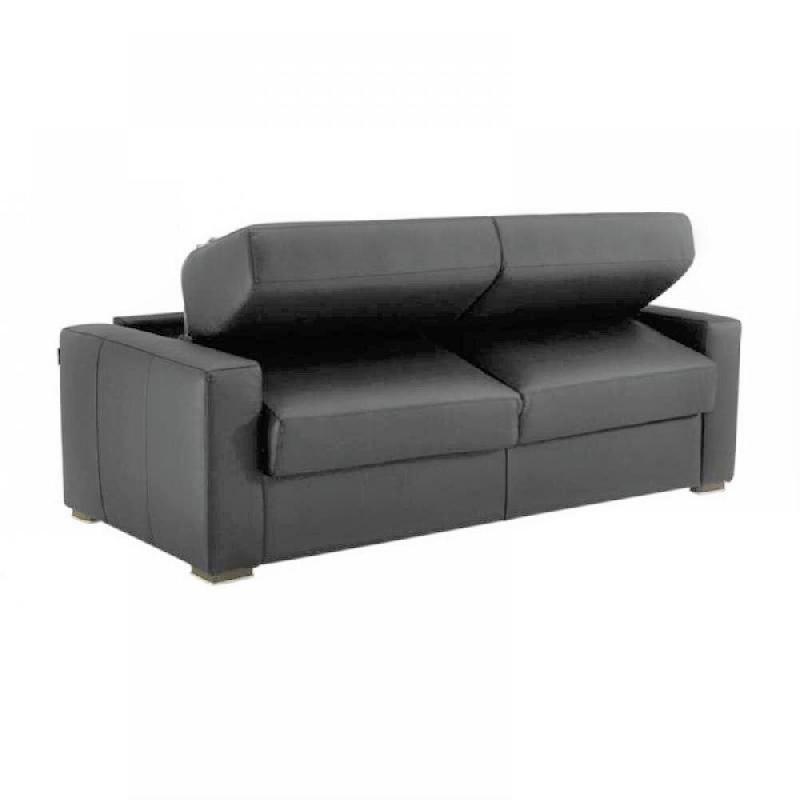 Canapé lit Dreamer Express - Sommier à lattes - Matelas 16 cm - Cuir vachette gris_5