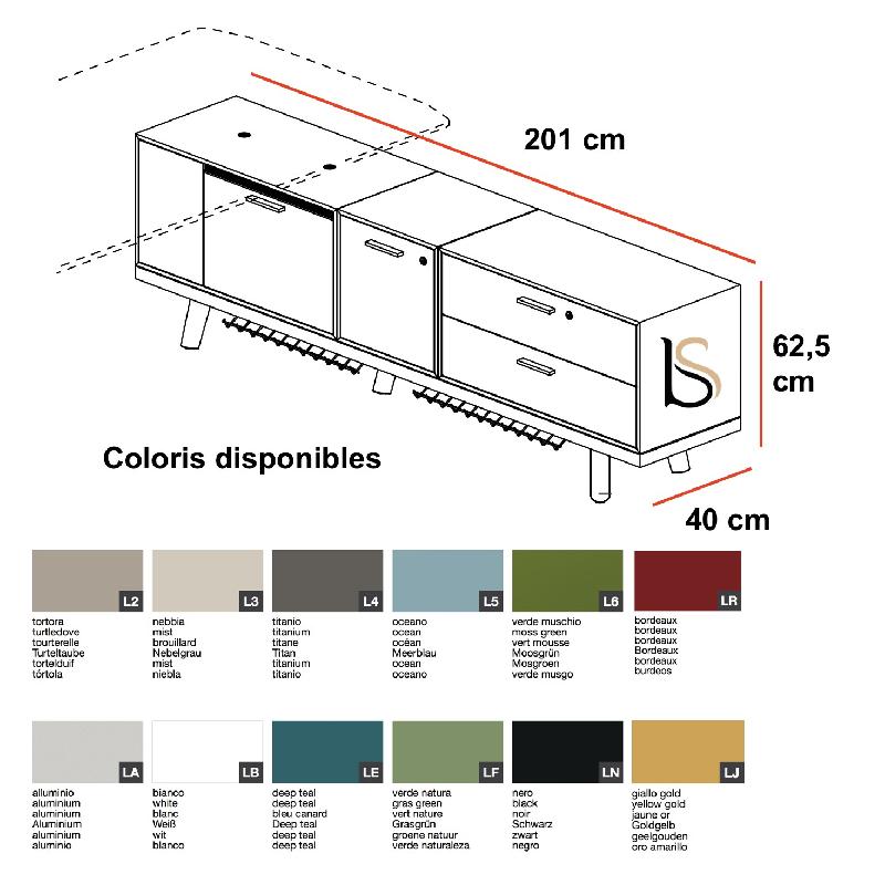 Bureau d'angle Rail en bois- Bralco. - 200, Droite, Chêne blanc_5
