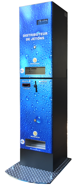 Distributeur de jetons TOTEM personnalisable - 3 ou 4 hopper universel, acceptation pièces et billets, système tiroirs sécurisé_5