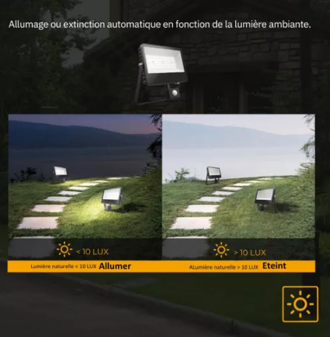 Projecteur LED en applique avec détecteur de mouvement - 20W à 30W - DETEC - Étanche IP65 - 140 Lumens/W_5