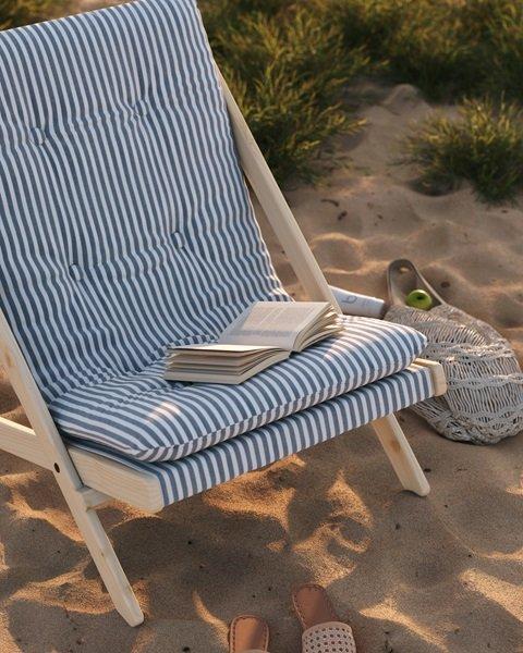 Fauteuil futon Boogie en hêtre massif naturel - Coloris Beach Blue - Design compact et confortable_5