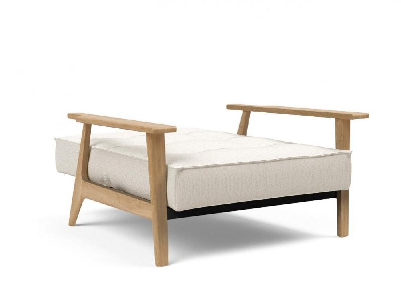 Innovation Living - Fauteuil design Splitback Frej 531 Bouclé Off White - Convertible lit 90x115 cm avec accoudoirs en chêne clair_5