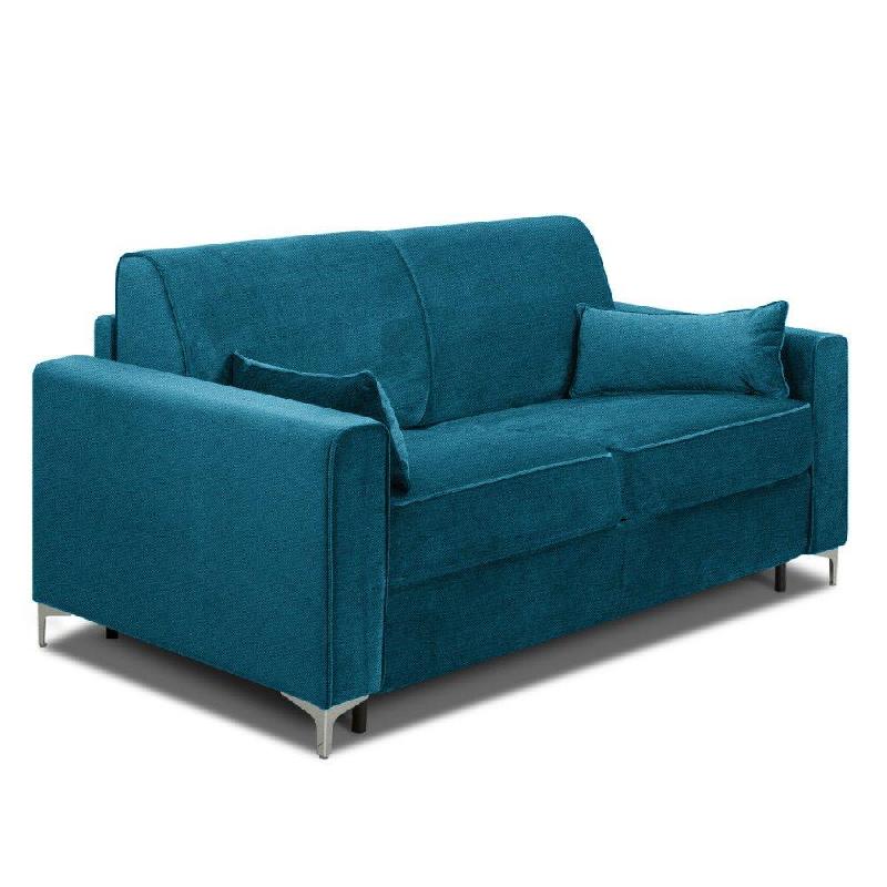 Canapé convertible express Jackson 160 cm - Matelas Comfort Bultex® 12 cm - Sommier lattes Renatonisi - Tissu tweed bleu turquoise_5