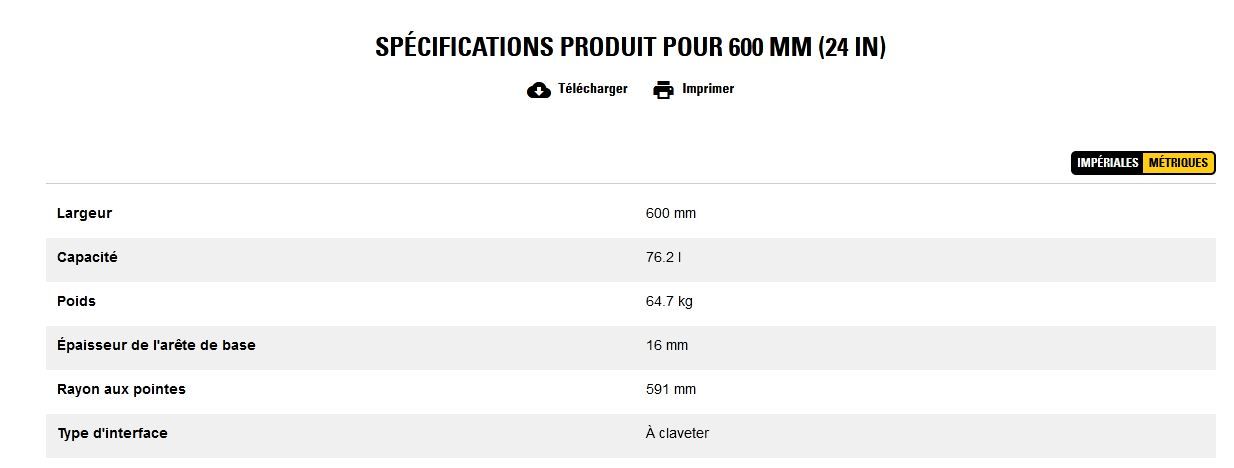 Godet d'excavation-mini-pelle - caterpillar finance france - 600 mm (24 in) - poids 64.7 kg_5