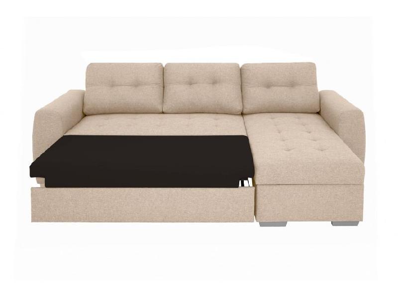 Canapé d'angle réversible convertible Danko - tissu beige avec coffre de rangement_5