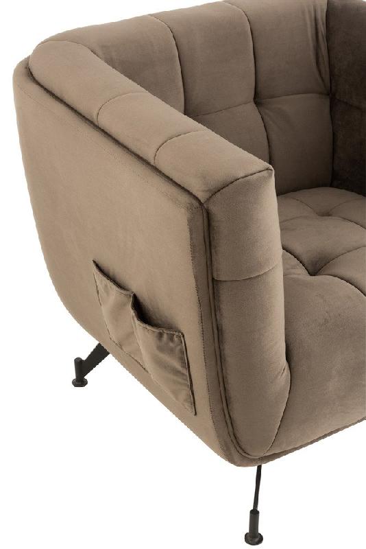 Fauteuil lounge Marianah gris foncé - style contemporain avec assise capitonnée en velours_5
