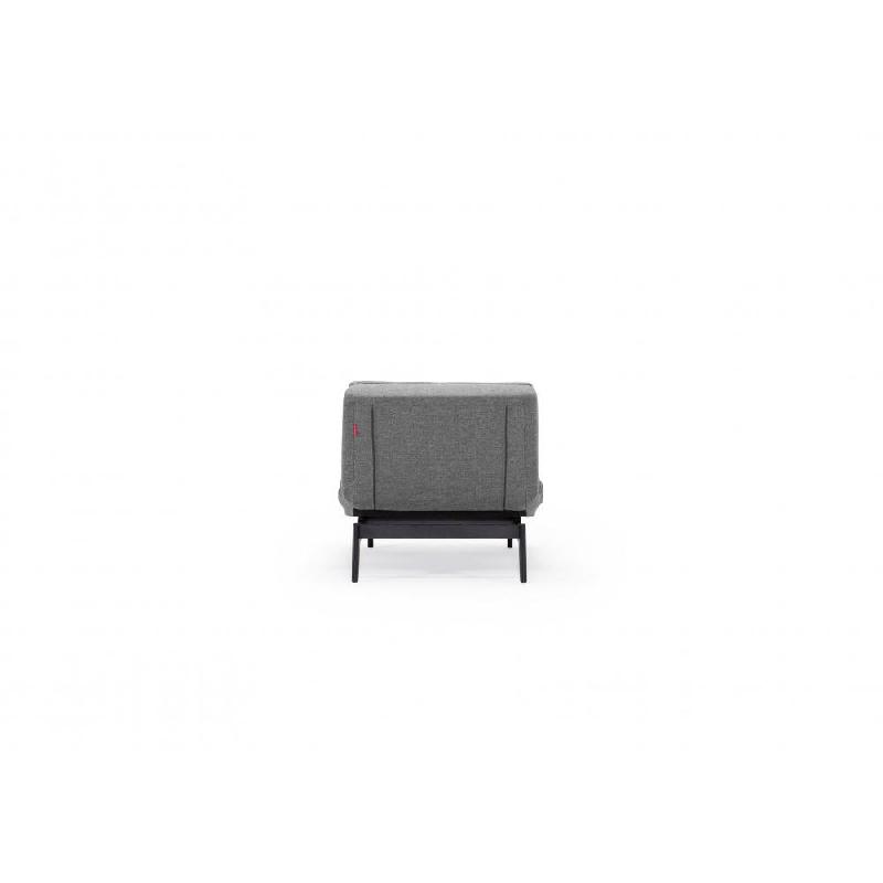 Fauteuil design convertible Dublexo Eik Innovation Living - tissu gris Twist Charcoal - couchage 90x115 cm - piétement chêne teinté noir_5