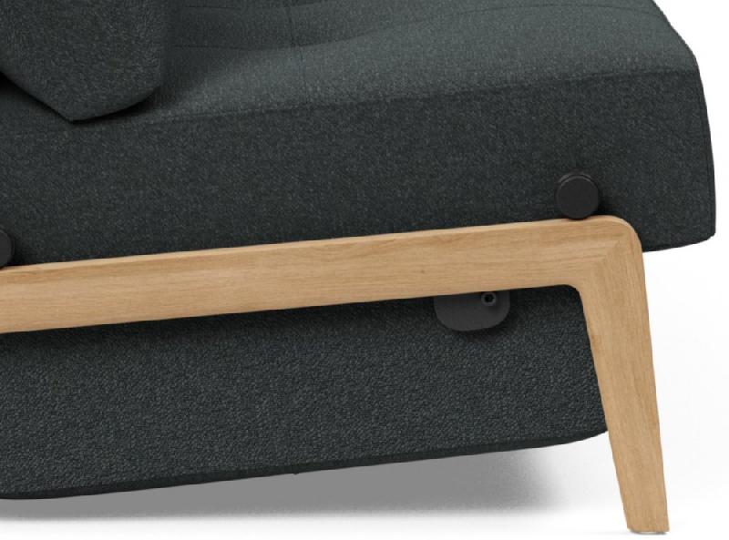 Canapé design convertible Cubed Wood 02 - Lit 160x200 cm - Tissu bouclé Black Raven - Innovation Living_5