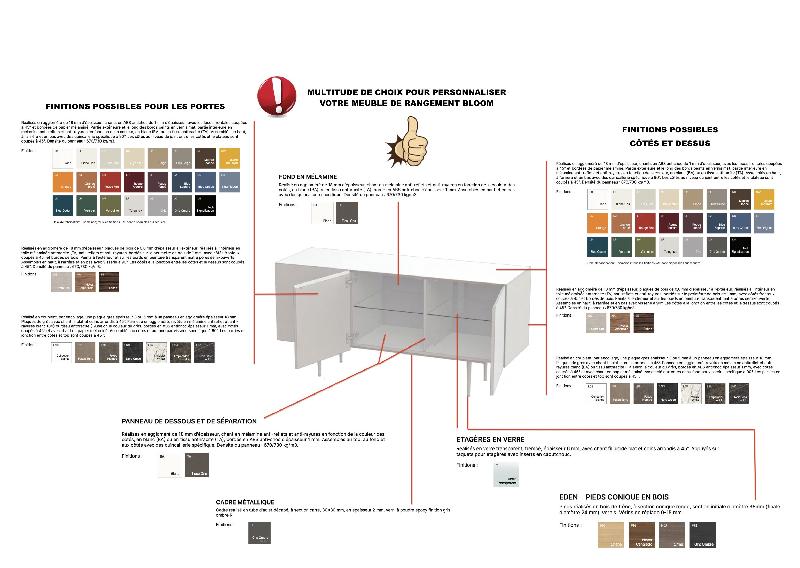 Meuble 3 portes Bloom - Quadrifoglio - Anthracite, Laqué gris ombre, Ceram noir Greco_5
