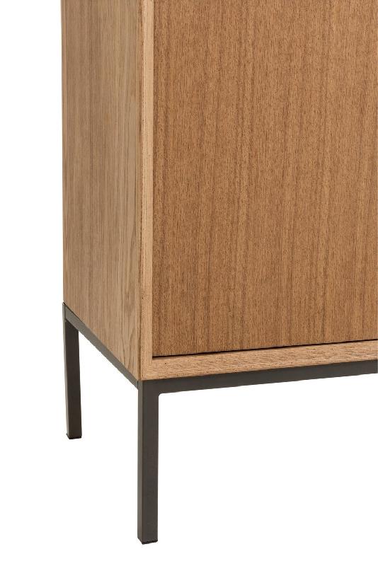 Buffet bas design BOZA - 2 portes, 3 tiroirs en bois naturel massif avec étagères - Style industriel classique_5