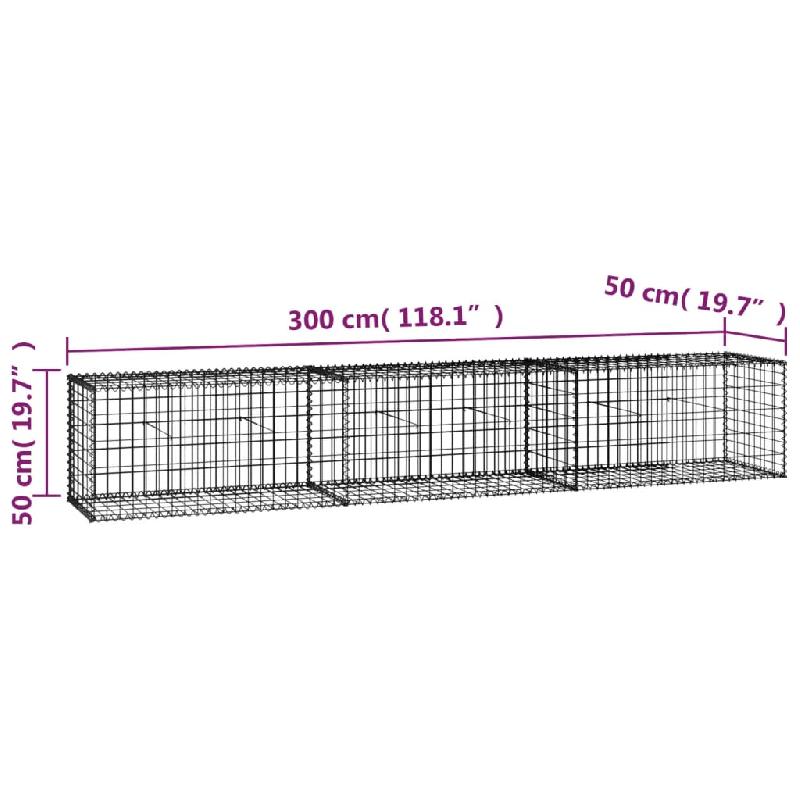 Vidaxl mur en gabion avec couvercles acier galvanisé 300 x 50 x 50 cm 143591_5