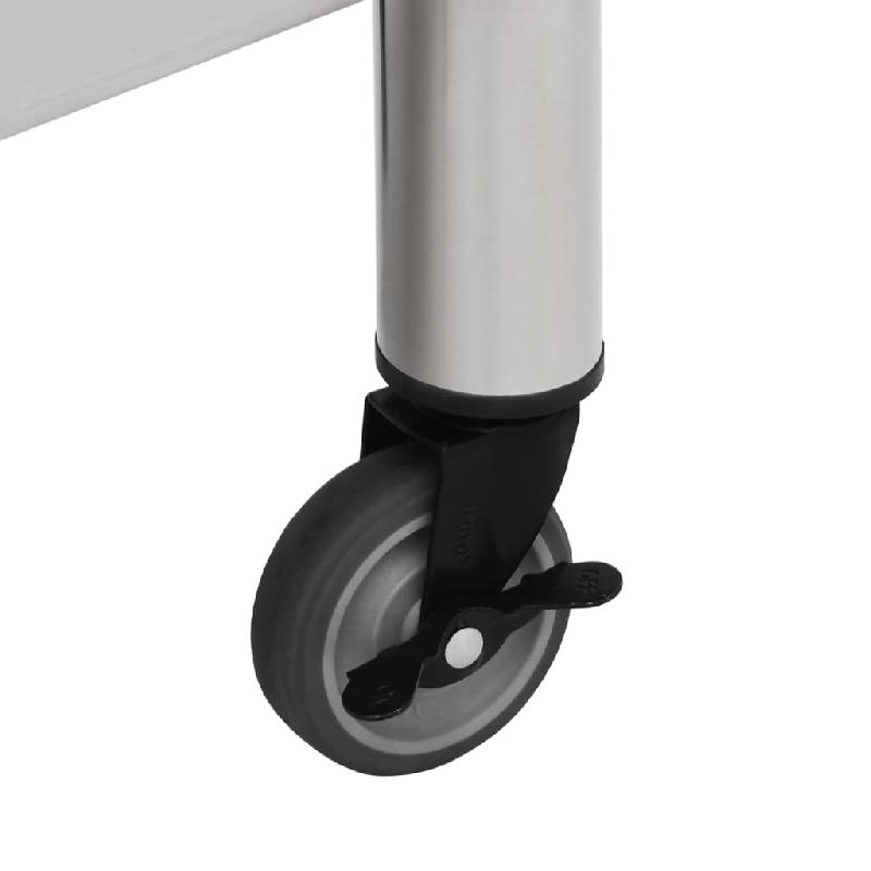 Vidaxl table de travail de cuisine avec roues 100x60x85 cm inox 51639_5