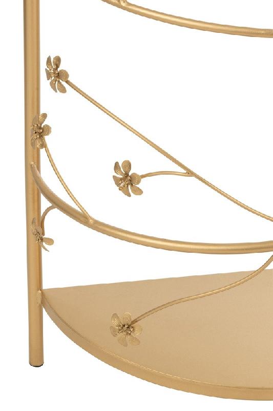 Console demi-lune MELAURE en métal doré - Plateau en verre - Motifs fleuris - L100 x H77 x P24_5