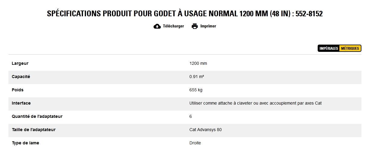 552-8152 godet d'excavation à usage normal - caterpillar finance france - 1200 mm (48 in) - capacité 0.91 m³_5