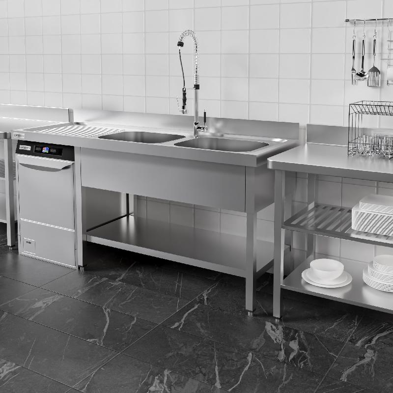Plonge Inox 2 bacs avec passage lave-vaisselle - P 600 - GGM - 2000 mm bac à droite_5