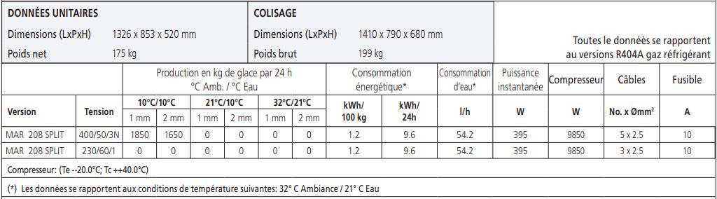 MAR 208 SPLIT - Machine à glace en écailles sans groupe - Scotsman Scodif - 1650/1850 kg/24 h - Finition acier inox_5