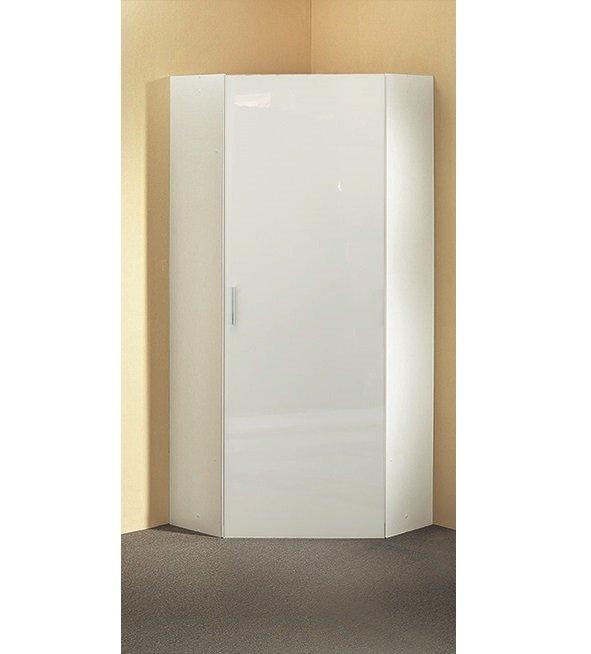 Composition d'angle dressing MADDY 174 x 259 cm - façade laquée blanc cassé brillant et poignées chromées_5