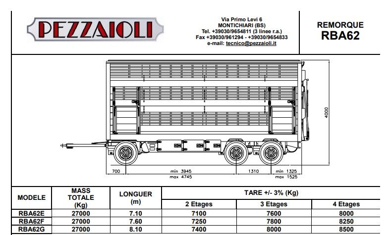 Bétaillère équipée de feux de travail intérieurs et extérieurs