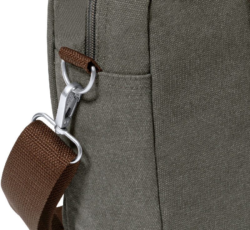 Sacoche en toile - Compartiment rembourré pour ordinateur portable 15'' et tablette 10'' - Bandoulière réglable et finitions en PU_5