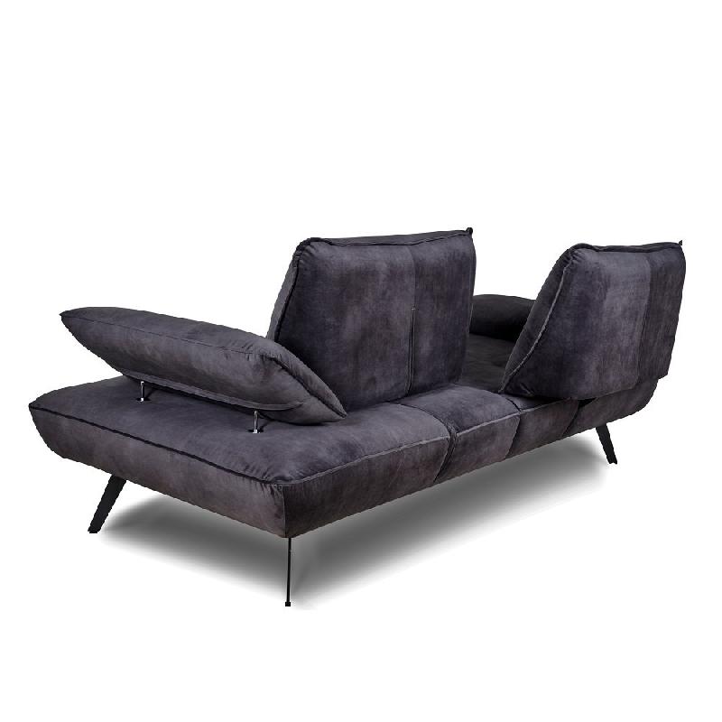 Canapé modulable TREK - dossier avance/recule - 2/3 places - velours gris graphite - design contemporain_5