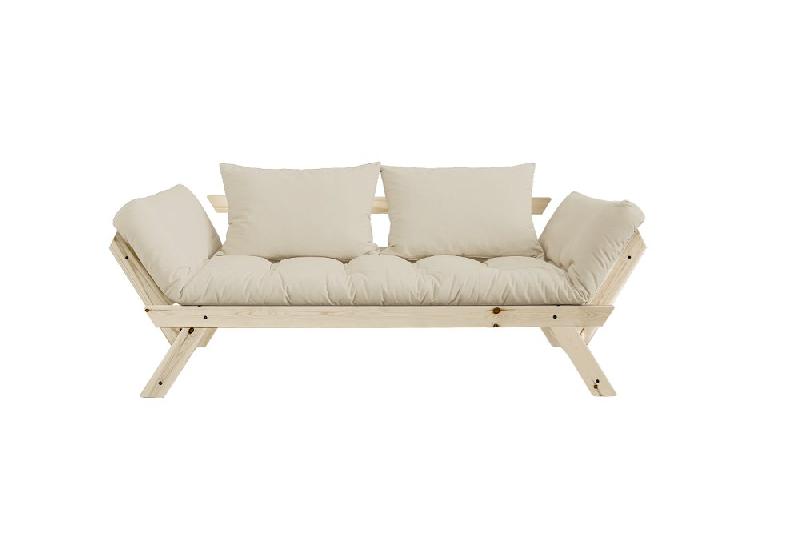 Banquette méridienne convertible futon BEBOP - Pin naturel beige - Couchage 75x200 cm_5
